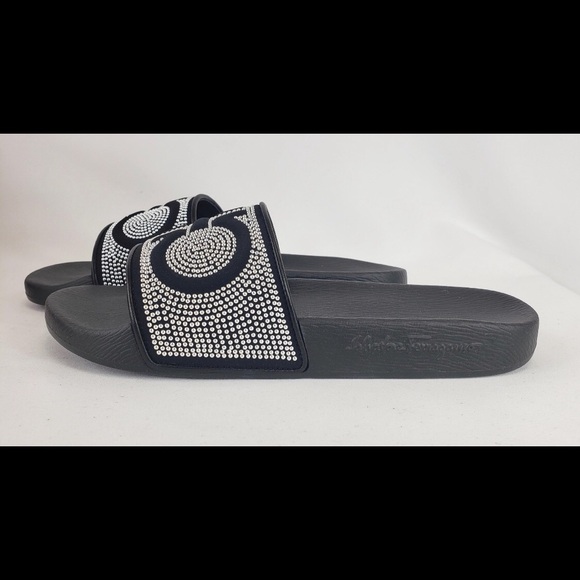 black ferragamo slides